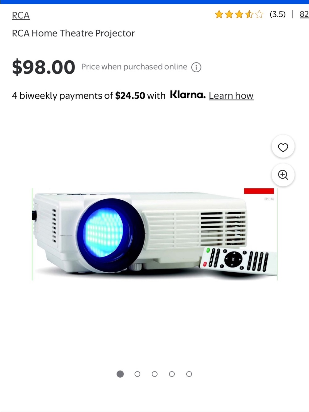 RCA White Portable Home Theatre Projector